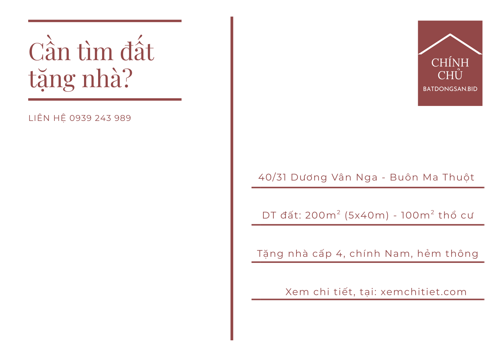 Tờ rơi bán đất tặng nhà